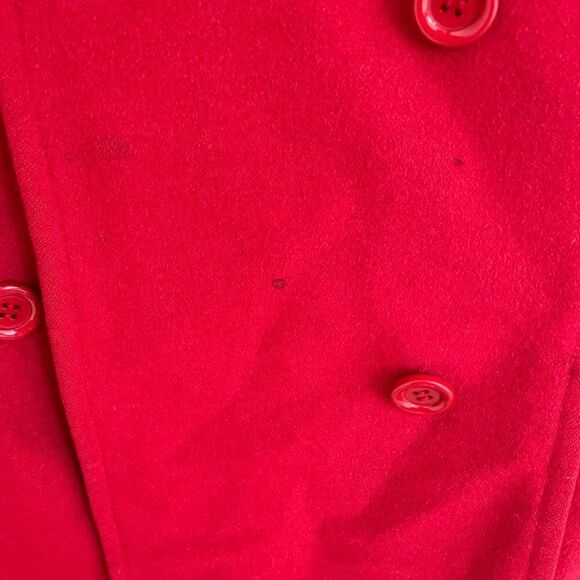 Women Cashmere Boutique Cashmere Wool Blend Pea Coat Mid Length Red Size 4 - Picture 9 of 13